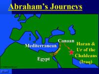 Map showing Abraham's Journey from Ur to Canaan.