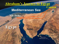 Photo map showing Abraham's journey to Egypt, then Canaan.